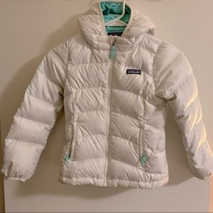 Patagonia Girls Hi-Loft Down Sweater Hoodie - size 5/6 xs
